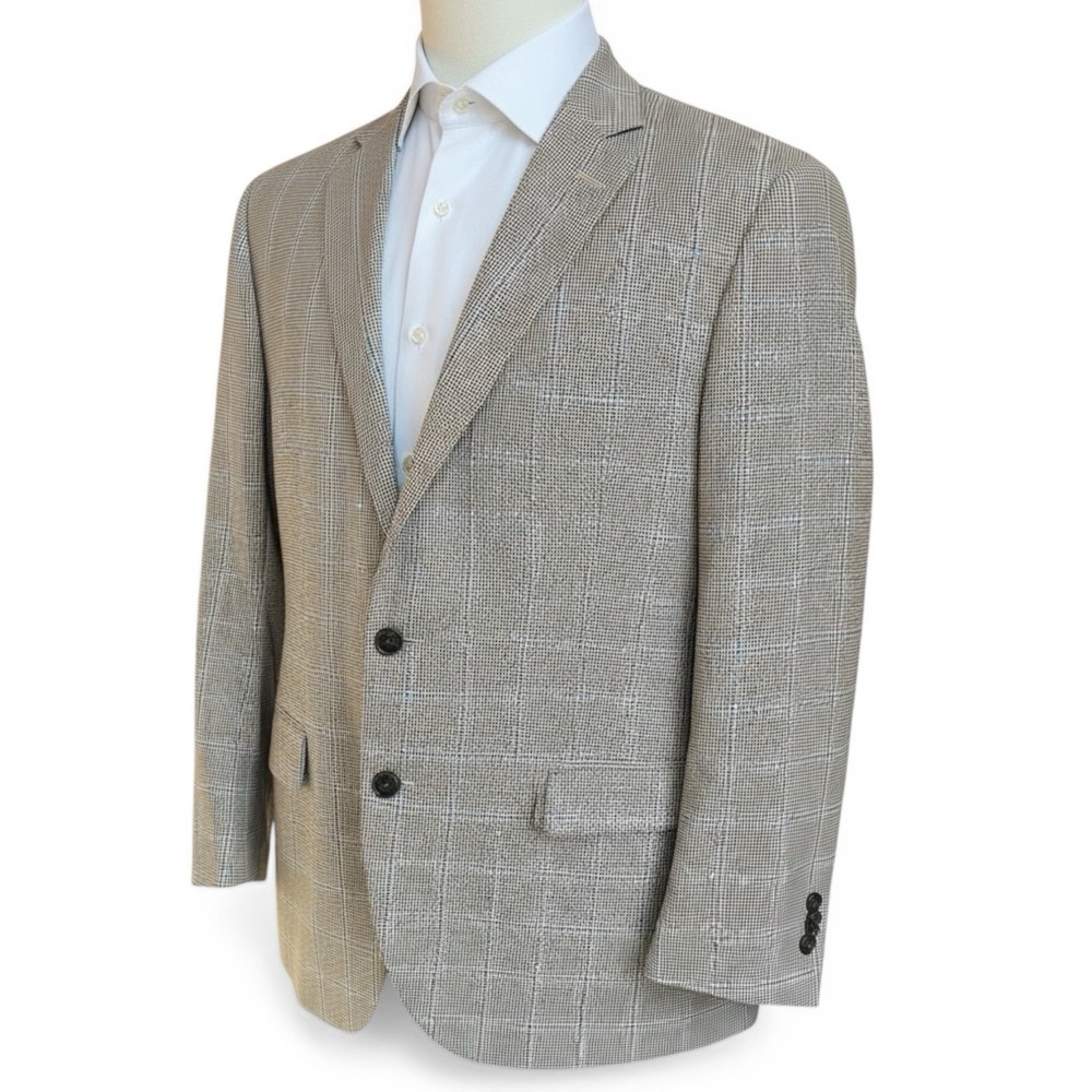 Brooks Brothers Saxxon Blazer Sport Coat Suit Jacket 44L Wool Gray Blue Casual‎